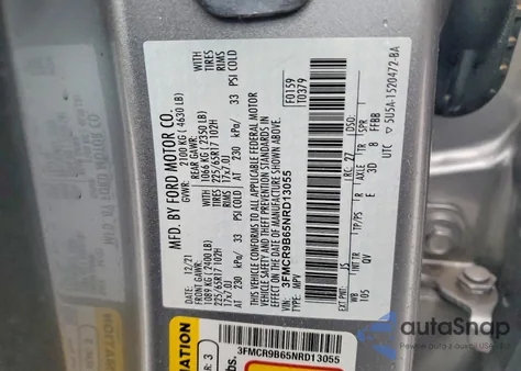 2022 Ford Bronco Sport z USA, uszkodzony, nr VIN 3FMCR9B65NRD13055